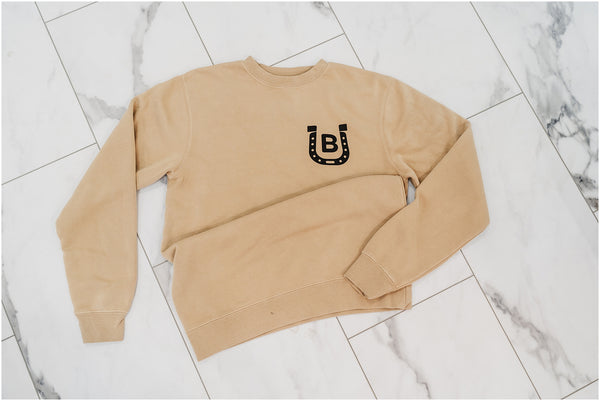 Tan Horseshoe Crewneck Sweatshirt, Adult