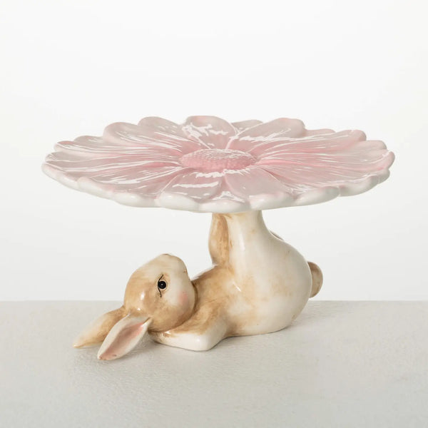 Ceramic Bunny & Flower Riser