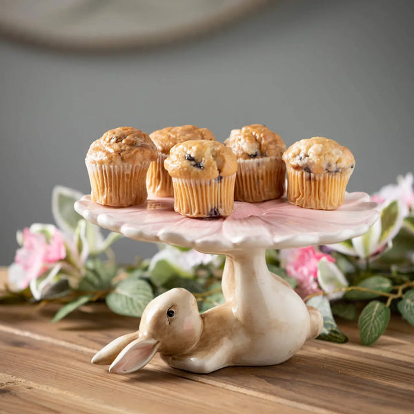 Ceramic Bunny & Flower Riser