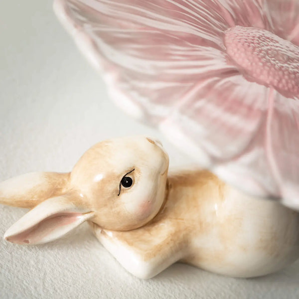 Ceramic Bunny & Flower Riser