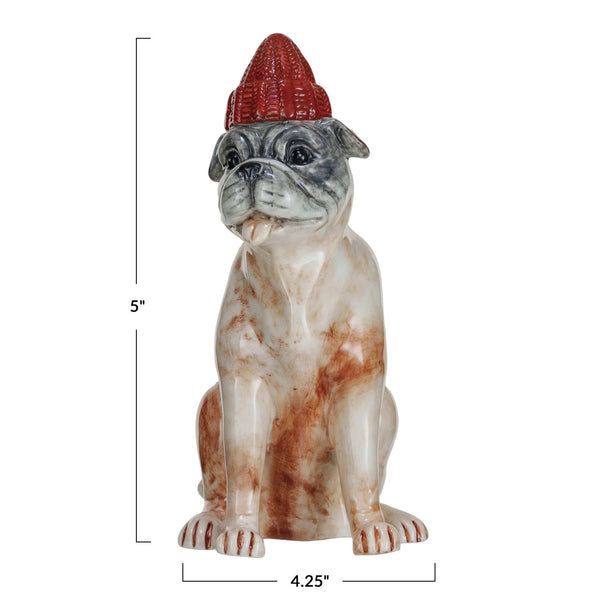 Hand-Painted Stoneware Bulldog Vase w/ Hat