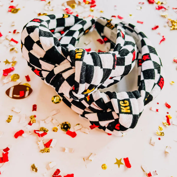 Kc Black Checkered Knotted Headband