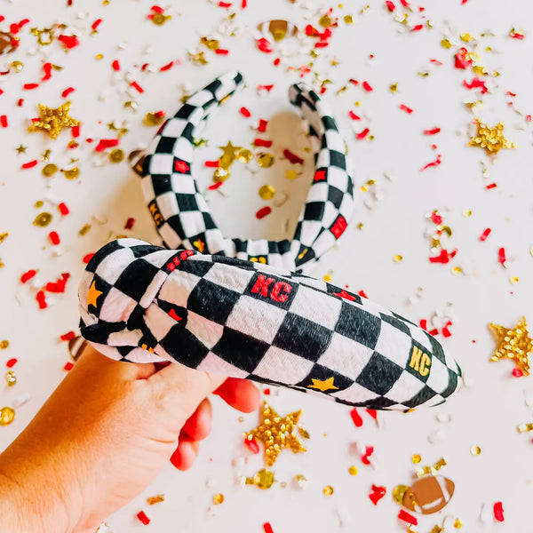 Kc Black Checkered Knotted Headband