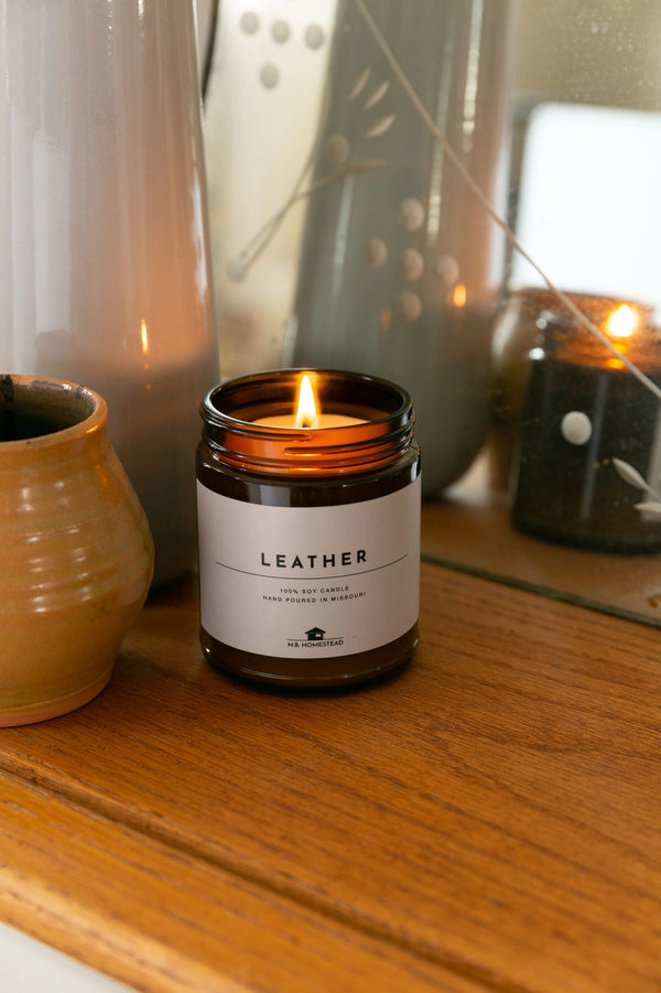 Leather 9 oz Soy Candle