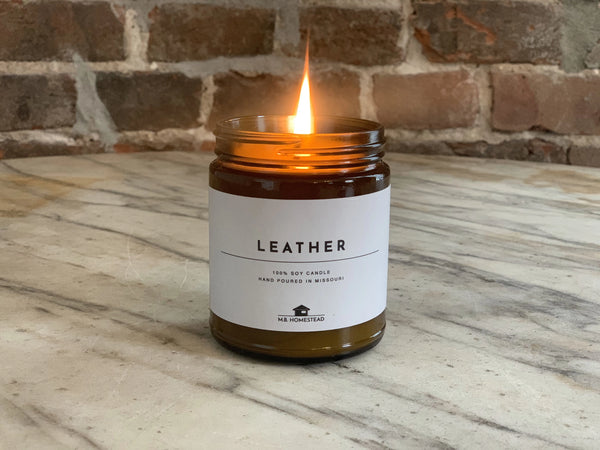 Leather 9 oz Soy Candle