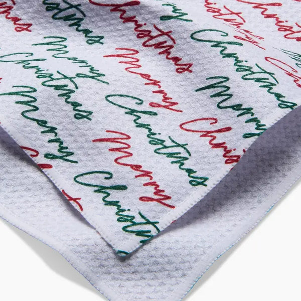 Merry Christmas Greetings Tea Towel