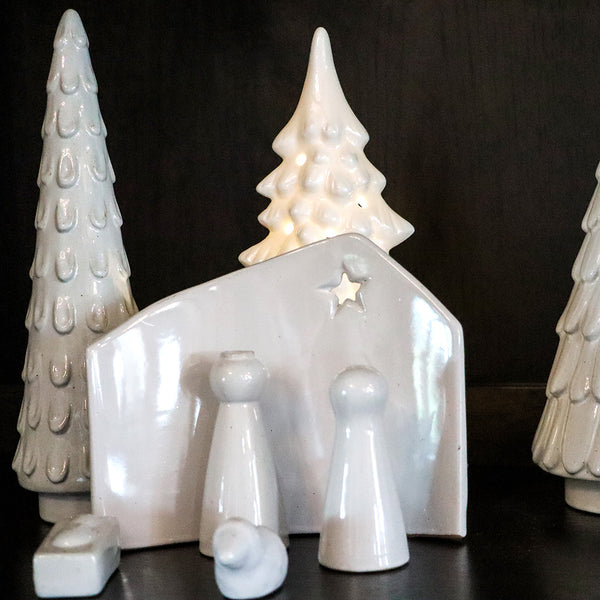 Stoneware Nativity with Glaze, Set of 5