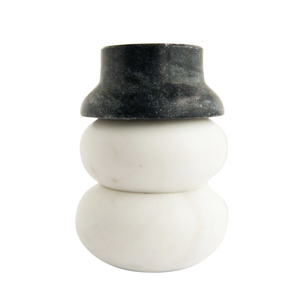 Marble Snowman Shaped Pinch Pots w/ Hat Lid