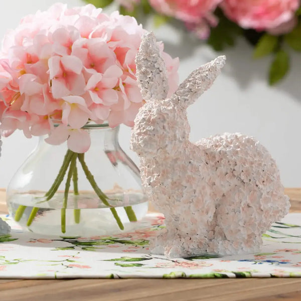 Pink Floral Bunny Figurine